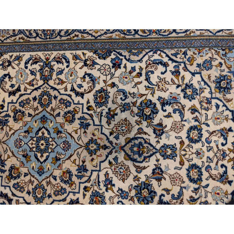 246 x 145 cm Kashan Traditional Beige Large Rug - Rugmaster