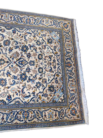246 x 145 cm Kashan Traditional Beige Large Rug - Rugmaster
