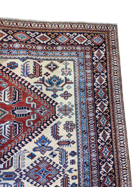 246 x 181 cm Fine Kazak Modern White Rug - Rugmaster