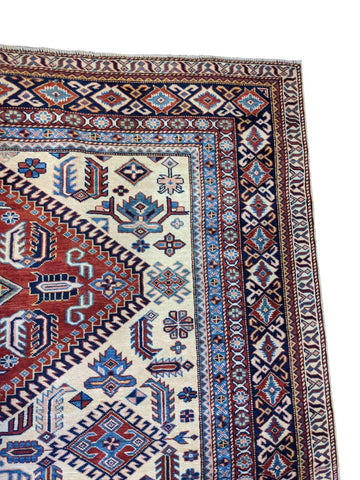 246 x 181 cm Fine Kazak Modern White Rug - Rugmaster
