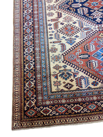 246 x 181 cm Fine Kazak Modern White Rug - Rugmaster
