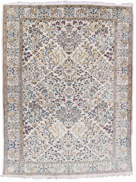 246 x 250 cm Nain Silk & wool Traditional Grey Rug - Rugoutlet