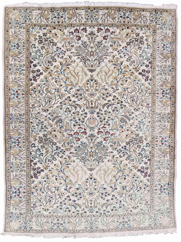 246 x 250 cm Nain Silk & wool Traditional Grey Rug - Rugoutlet
