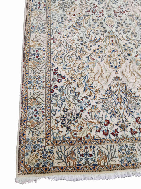 246 x 250 cm Nain Silk & wool Traditional Grey Rug - Rugoutlet
