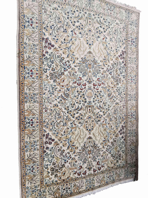246 x 250 cm Nain Silk & wool Traditional Grey Rug - Rugoutlet