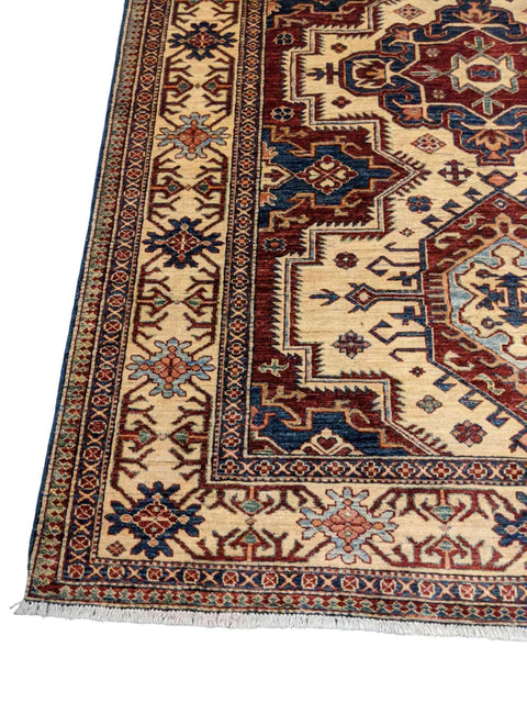 248 x 180 cm Fine Kazak Modern Yellow Rug - Rugmaster