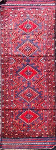 248 x 55 cm Afghan Moshwani Tribal Red Rug - Rugoutlet