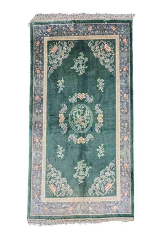 249 x 155 cm Chinese Traditional Green Rug - Rugmaster