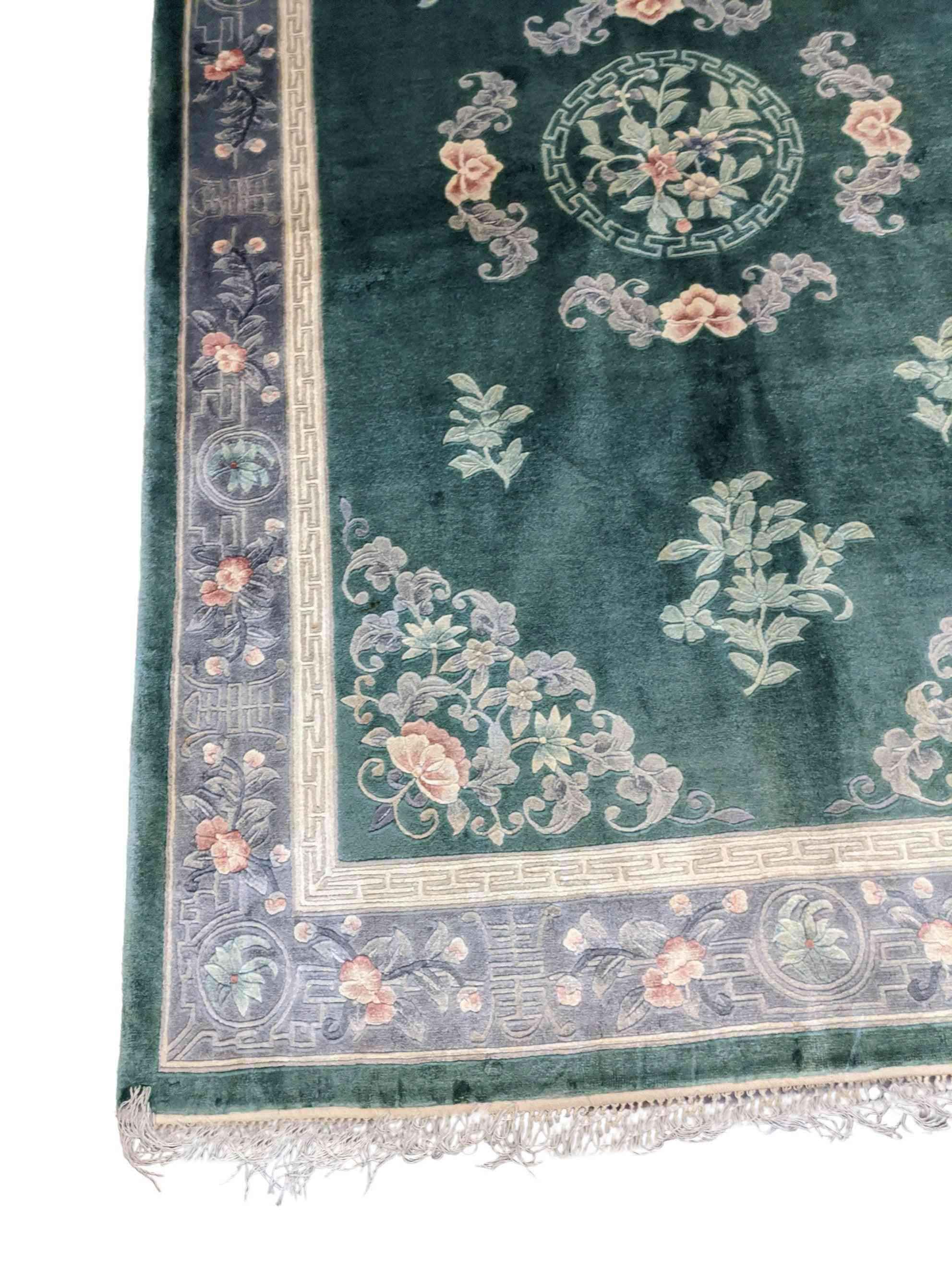 249 x 155 cm Chinese Traditional Green Rug - Rugmaster