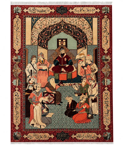 Persian Tabriz Handmade Silk Rug - Red & Beige Grey Red - 220 cm x 200 cm