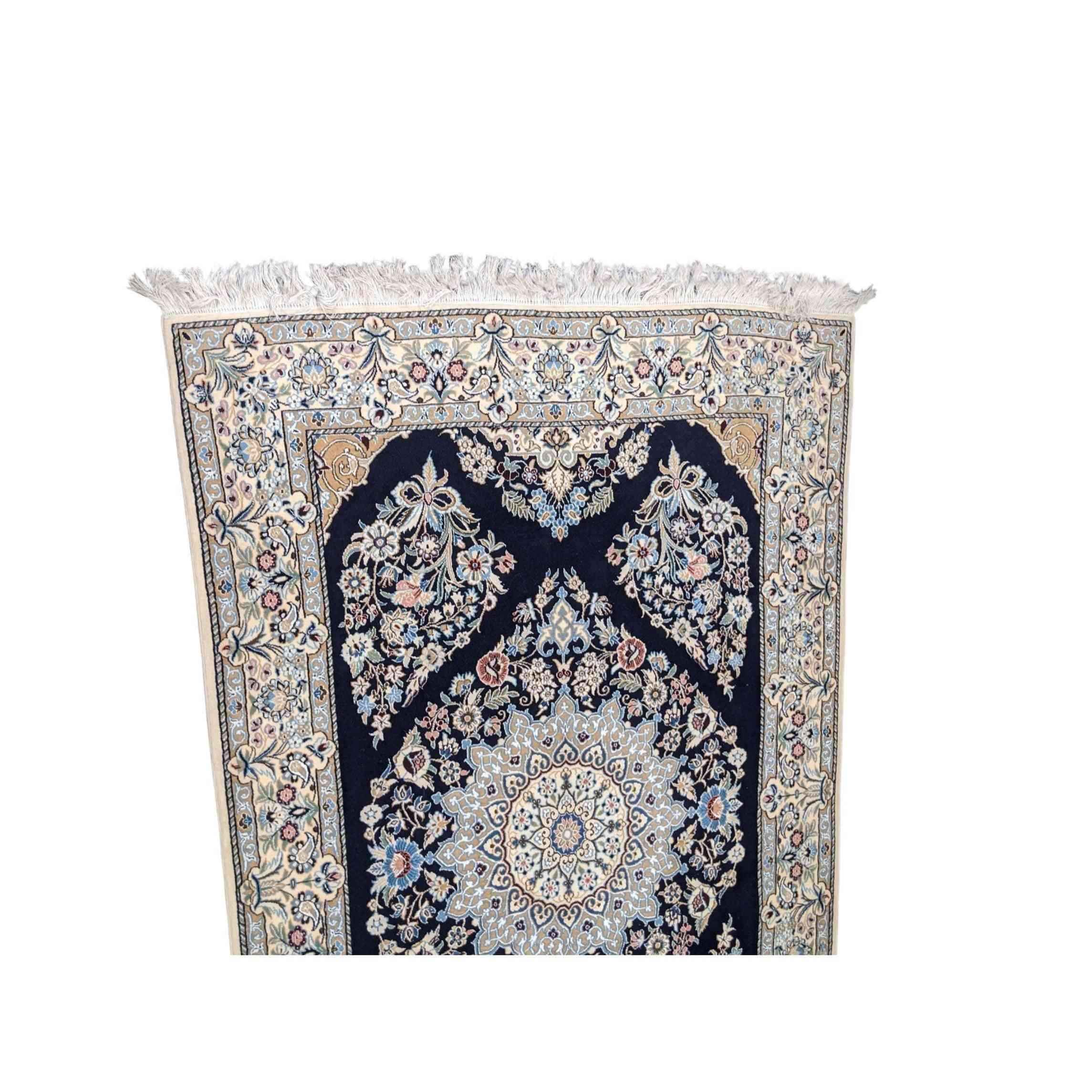 250 x 144 cm Silk and Wool Traditional Black Rug - Rugmaster