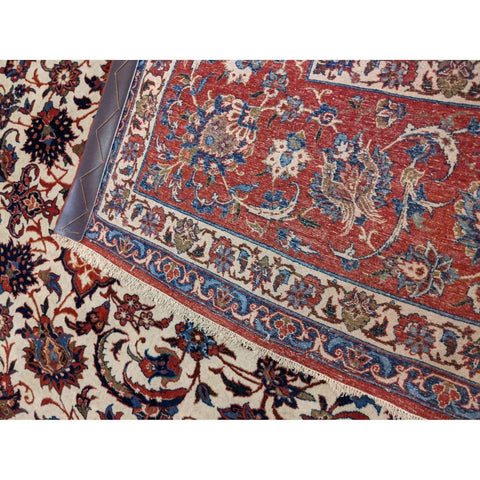 250 x 150 cm Old Fine Isfahan Traditional Red Rug - Rugoutlet