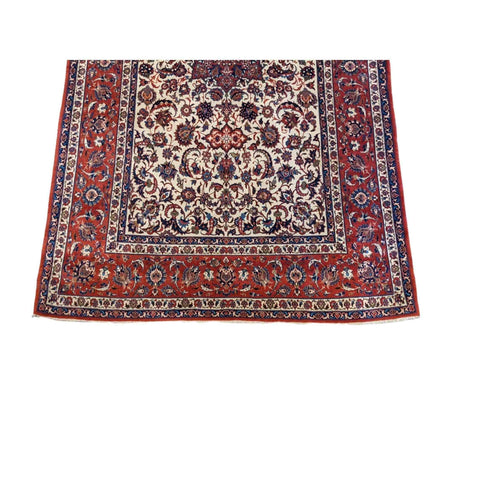 250 x 150 cm Old Fine Isfahan Traditional Red Rug - Rugmaster