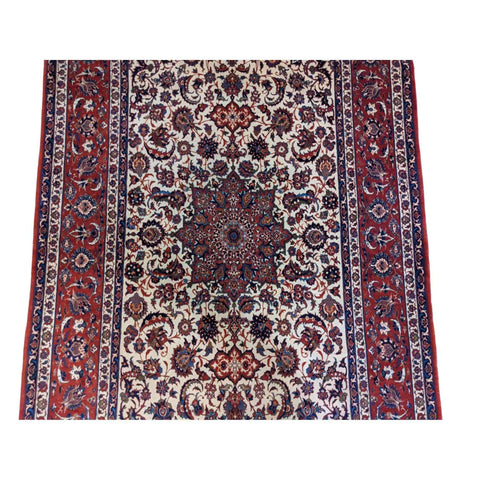 250 x 150 cm Old Fine Isfahan Traditional Red Rug - Rugmaster