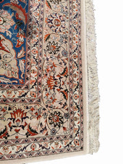 250 x 246 cm Fine Silk Tabriz design Traditional Blue Rug - Rugoutlet