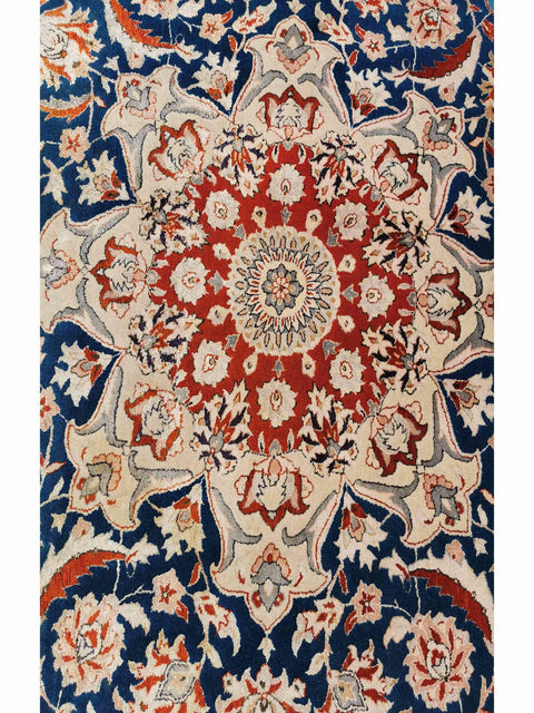 250 x 246 cm Fine Silk Tabriz design Traditional Blue Rug - Rugoutlet