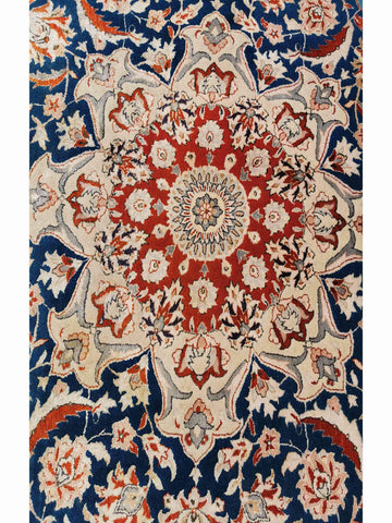 250 x 246 cm Fine Silk Tabriz design Traditional Blue Rug - Rugoutlet