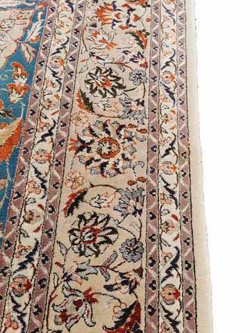 250 x 246 cm Fine Silk Tabriz design Traditional Blue Rug - Rugmaster