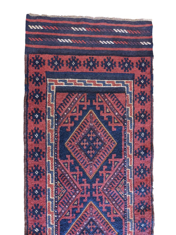 250 x 64 cm Afghan Mashwani Tribal Red Rug - Rugoutlet