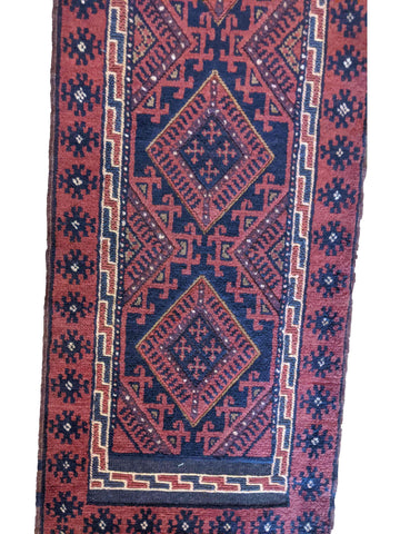 250 x 64 cm Afghan Mashwani Tribal Red Rug - Rugoutlet