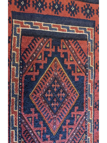 250 x 64 cm Afghan Mashwani Tribal Red Rug - Rugoutlet