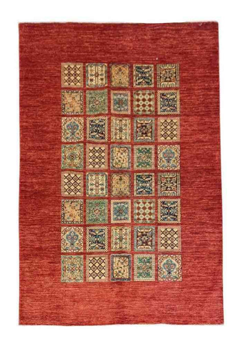 251 x 176 cm Kazak Modern Handmade Red Rug - Rugmaster