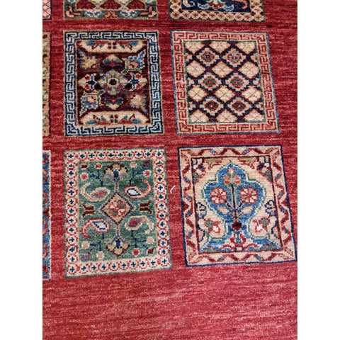 251 x 176 cm Kazak Modern Handmade Red Rug - Rugmaster