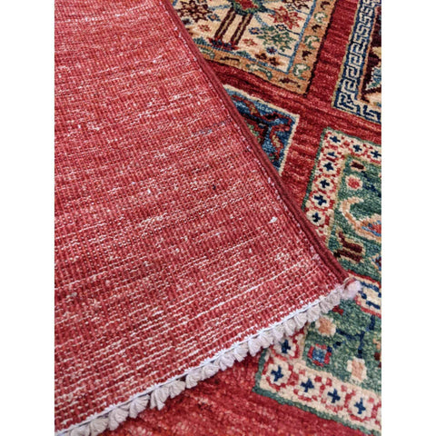 251 x 176 cm Kazak Modern Handmade Red Rug - Rugmaster