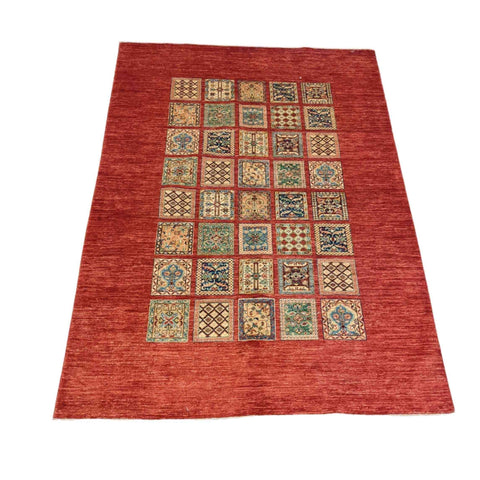 251 x 176 cm Kazak Modern Handmade Red Rug - Rugmaster