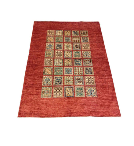 251 x 176 cm Kazak Modern Handmade Red Rug - Rugmaster