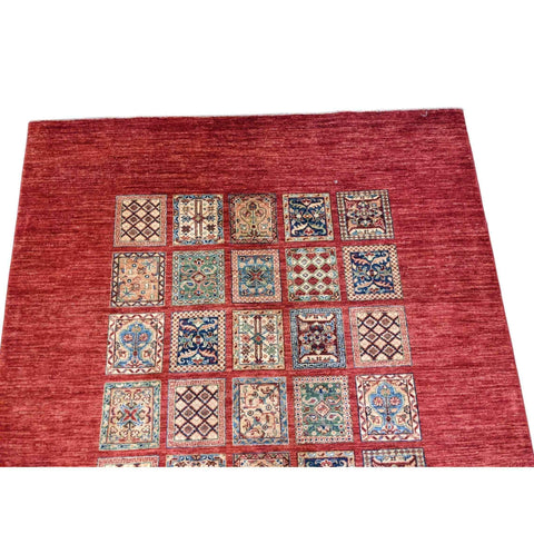 251 x 176 cm Kazak Modern Handmade Red Rug - Rugmaster