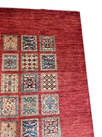 251 x 176 cm Kazak Modern Handmade Red Rug - Rugmaster