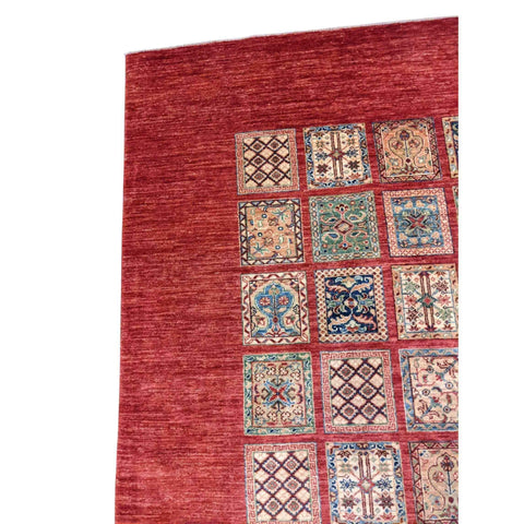 251 x 176 cm Kazak Modern Handmade Red Rug - Rugmaster