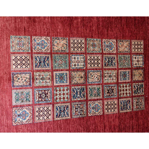 251 x 176 cm Kazak Modern Handmade Red Rug - Rugmaster