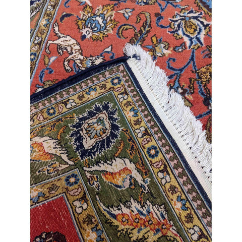 252 x 152 cm Handmade Silk and wool Traditional Red Rug - Rugoutlet