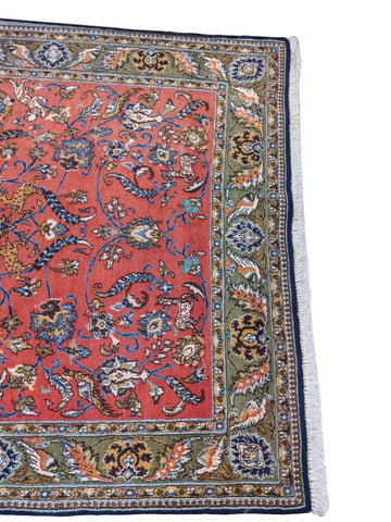 252 x 152 cm Handmade Silk and wool Traditional Red Rug - Rugmaster
