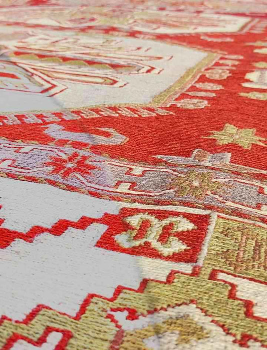 254 x 180 cm Sumak Kilim Red Traditional Red Rug - Rugmaster
