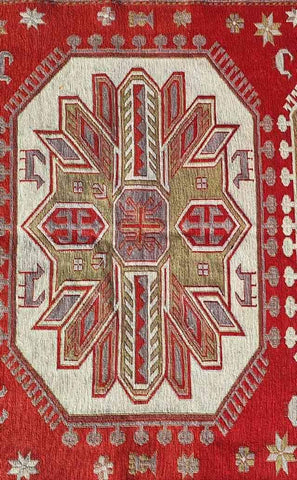 254 x 180 cm Sumak Kilim Red Traditional Red Rug - Rugoutlet