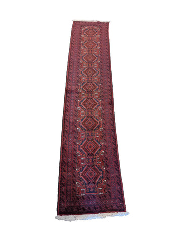 254 x 57 cm Persian Baluch Traditional Red Rug - Rugoutlet