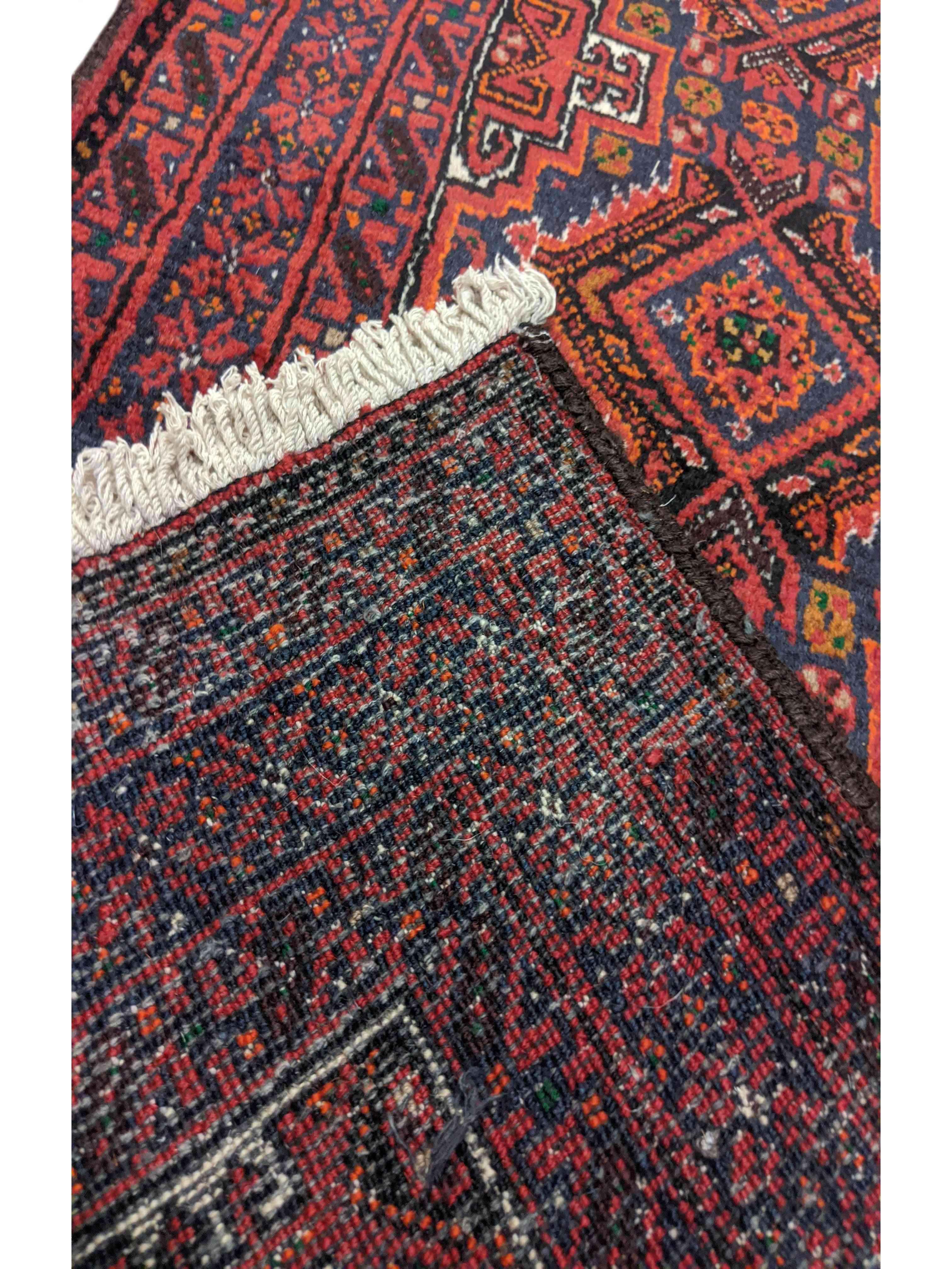 254 x 57 cm Persian Baluch Traditional Red Rug - Rugoutlet