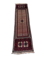 254 x 75 cm Persian Baluch Tribal Magenta Rug - Rugoutlet