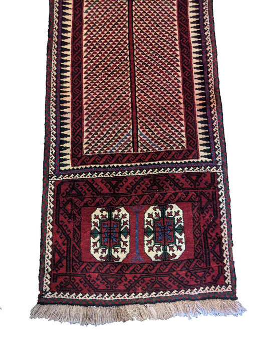 254 x 75 cm Persian Baluch Tribal Magenta Rug - Rugmaster