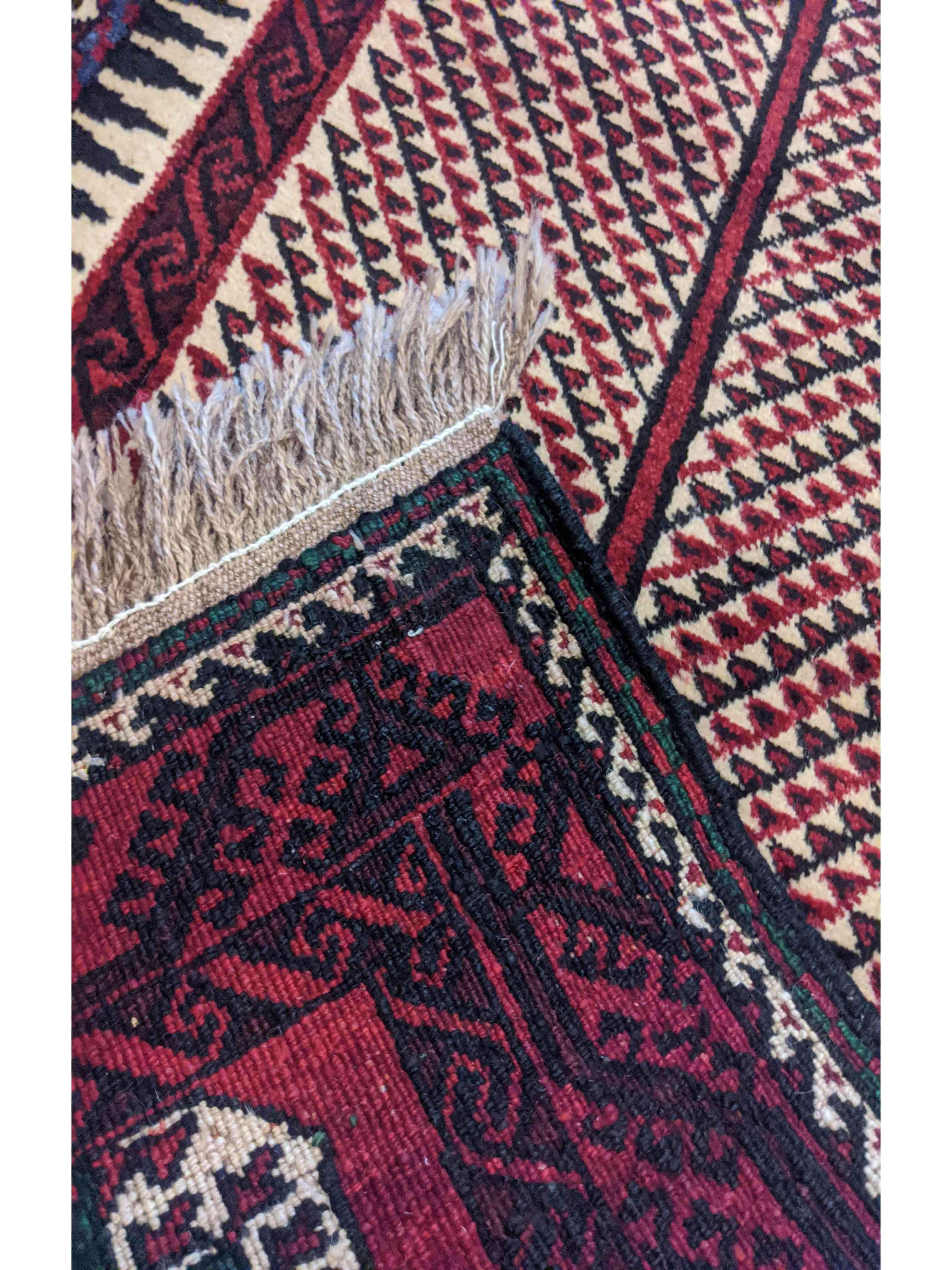 254 x 75 cm Persian Baluch Tribal Magenta Rug - Rugoutlet