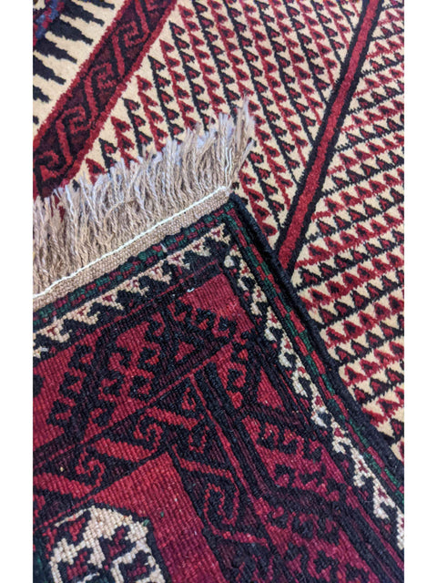 254 x 75 cm Persian Baluch Tribal Magenta Rug - Rugoutlet
