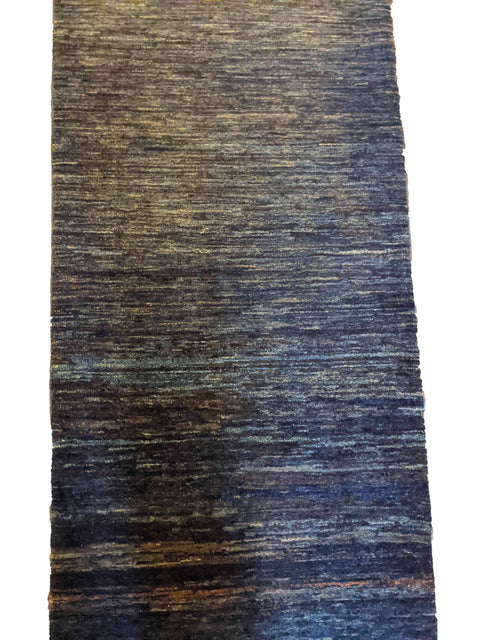 254 x 82 cm Modern Persian Gabbeh Tribal Blue Rug - Rugoutlet