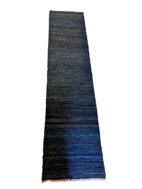 254 x 82 cm Modern Persian Gabbeh Tribal Blue Rug - Rugoutlet