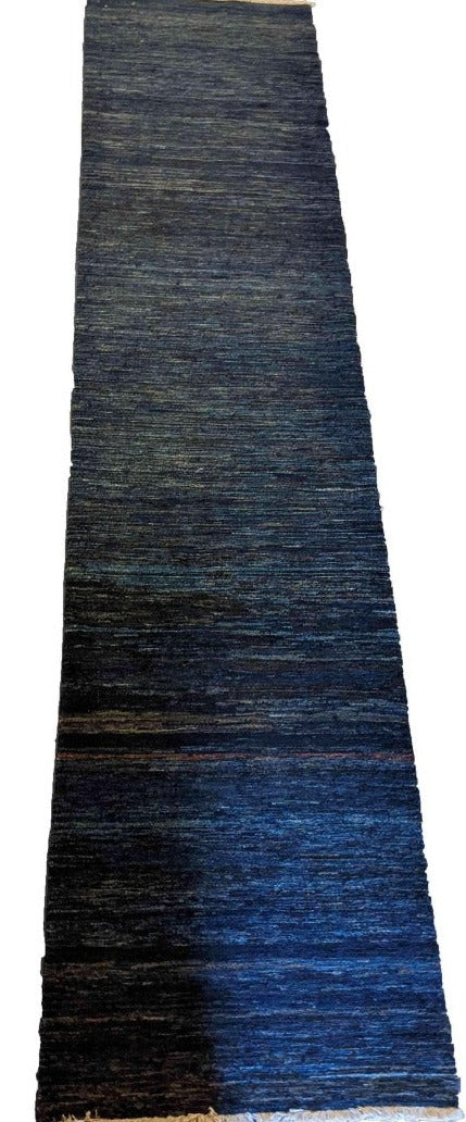 254 x 82 cm Modern Persian Gabbeh Tribal Blue Rug - Rugoutlet