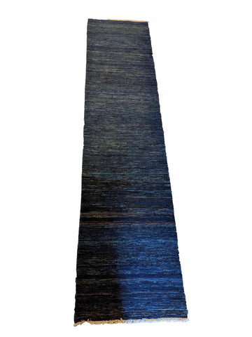 254 x 82 cm Modern Persian Gabbeh Tribal Blue Rug - Rugoutlet