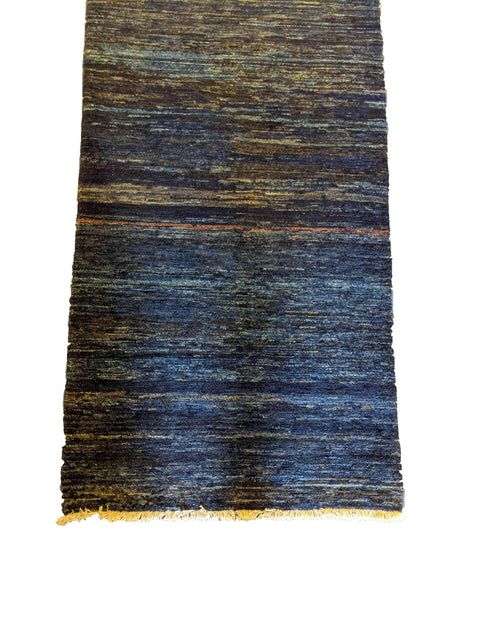 254 x 82 cm Modern Persian Gabbeh Tribal Blue Rug - Rugoutlet