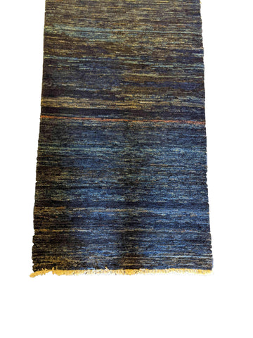 254 x 82 cm Modern Persian Gabbeh Tribal Blue Rug - Rugoutlet